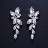CZ Leaves Stud Earrings for Wedding Party