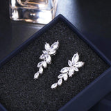 CZ Leaves Stud Earrings for Wedding Party