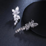 CZ Leaves Stud Earrings for Wedding Party