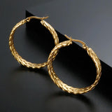 Vintage Stainless Steel Twisted Hoop Earrings 18K Plated Jewelry