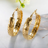 Vintage Stainless Steel Twisted Hoop Earrings 18K Plated Jewelry