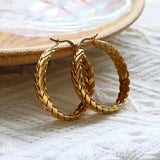 Vintage Stainless Steel Twisted Hoop Earrings 18K Plated Jewelry