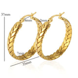 Vintage Stainless Steel Twisted Hoop Earrings 18K Plated Jewelry