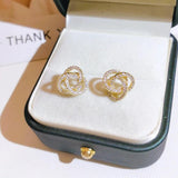 14K Yellow Gold Diamond Stud Earrings for Women