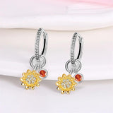925 Silver Sunflower K Pendant Earrings CZ Jewelry