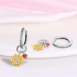 925 Silver Sunflower K Pendant Earrings CZ Jewelry