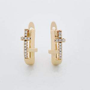 18K Filled Stripe Shaped Drop Earrings Wedding Party Jewelry