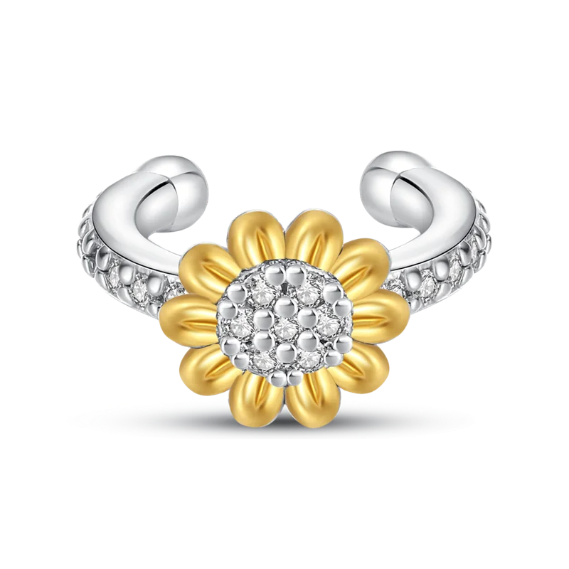 925 Silver Sunflower K Earrings CZ Fine Jewelry