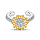925 Silver Sunflower K Earrings CZ Fine Jewelry