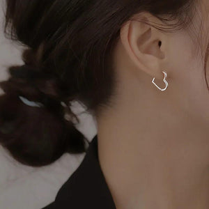 925 Sterling Silver Peach Heart Ear Hoop Love Earrings for Women