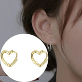 925 Sterling Silver Peach Heart Ear Hoop Love Earrings for Women