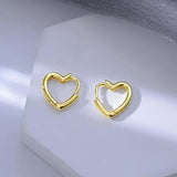925 Sterling Silver Peach Heart Ear Hoop Love Earrings for Women