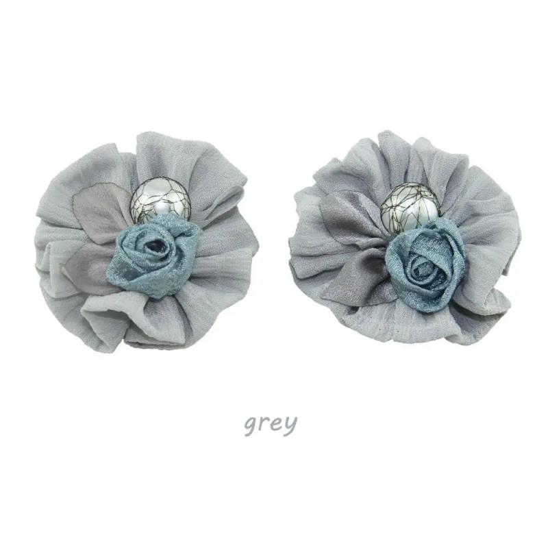 6pcs Rose Pearl Lace Fabric Flower Girls Headband Dress DIY Decoration