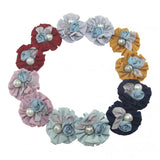 6pcs Rose Pearl Lace Fabric Flower Girls Headband Dress DIY Decoration