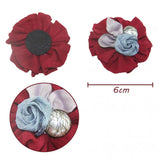 6pcs Rose Pearl Lace Fabric Flower Girls Headband Dress DIY Decoration