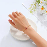 Golden Bracelet Strawberry Crystal Pearl Tassel Pendant for Women