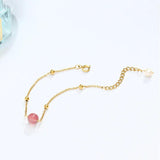 Golden Bracelet Strawberry Crystal Pearl Tassel Pendant for Women
