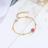 Golden Bracelet Strawberry Crystal Pearl Tassel Pendant for Women