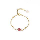 Golden Bracelet Strawberry Crystal Pearl Tassel Pendant for Women