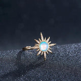14K Moonstone Diamond Bohemian Lady Rings