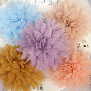 5PCS 7.5CM Organza Chiffon Fabric Flower Headwear DIY Hair Accessories