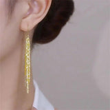 SOMILIA S925 Silver 18K Stud Earrings Tassel Ear Line C K