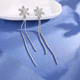 SOMILIA S925 Silver 18K Stud Earrings Tassel Ear Line C K