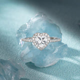 925 Silver Heart Zircon Ring Wedding Engagement Glamorous Decor