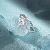 925 Silver Heart Zircon Ring Wedding Engagement Glamorous Decor
