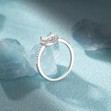 925 Silver Heart Zircon Ring Wedding Engagement Glamorous Decor