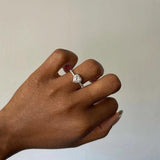 925 Silver Heart Zircon Ring Wedding Engagement Glamorous Decor
