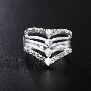 925 Silver Zircon Crystal Ring Wedding Engagement Gift Jewelry