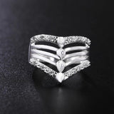 925 Silver Zircon Crystal Ring Wedding Engagement Gift Jewelry