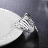 925 Silver Zircon Crystal Ring Wedding Engagement Gift Jewelry