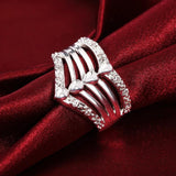 925 Silver Zircon Crystal Ring Wedding Engagement Gift Jewelry