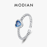 925 Silver Zirconia Heart Retro Adjustable Ring Vintage Opening For Women