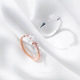 925 Silver Zircon CZ Shell Flower Ring Women Plant Jewelry