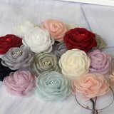5PCS Organza Chiffon DIY Rose Flower Headwear Wedding Clothes Hair Accessories