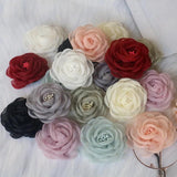 5PCS Organza Chiffon DIY Rose Flower Headwear Wedding Clothes Hair Accessories