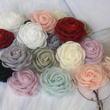 5PCS Organza Chiffon DIY Rose Flower Headwear Wedding Clothes Hair Accessories