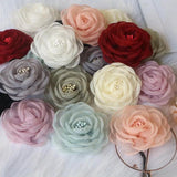 5PCS Organza Chiffon DIY Rose Flower Headwear Wedding Clothes Hair Accessories