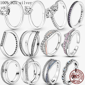 925 Sterling Silver Princess Tiara Crown CZ Ring for Women Engagement