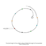 S925 Silver Colorful Round Beads Anklet Foot Jewelry for Women