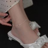 S925 Silver Colorful Round Beads Anklet Foot Jewelry for Women