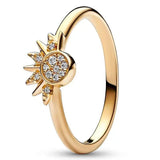 925 Silver Summer Moon & Sun Ring Cocktail Stacked Style