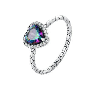 925 Silver Heart Ring Snake Pattern Adjustable Women's Jewelry Gift