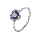 925 Silver Heart Ring Snake Pattern Adjustable Women's Jewelry Gift