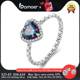 925 Silver Heart Ring Snake Pattern Adjustable Women's Jewelry Gift