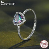 925 Silver Heart Ring Snake Pattern Adjustable Women's Jewelry Gift