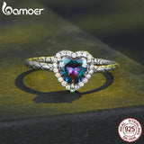 925 Silver Heart Ring Snake Pattern Adjustable Women's Jewelry Gift
